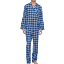 St. John&#39;s Bay Men&#39;s Flannel Pajama Set LARGE TALL Blue Plaid 2 Piece New - £32.90 GBP