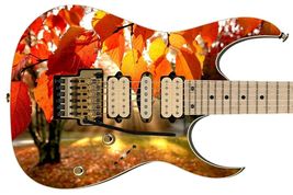 Guitar Skin Axe Wrap Re-skin Fall Autumn Leaves Vinyl Decal Right Electr... - $44.50