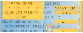 ZZ Top Concert Ticket Stub January 14 1991 Landover Maryland - £19.34 GBP