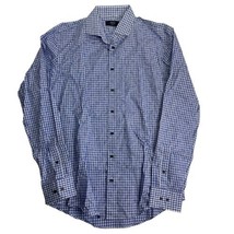 1901 nordstrom blue paisley plaid button up shirt size 15.5 - £13.93 GBP