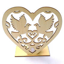 2 PCS Creative Heart Shaped Wooden Decoration Romantic Wooden Sign LED Candle Li - £4.73 GBP