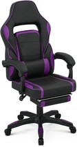 Monibloom Racing Style Gaming Chair With Extendable Footrest Reclining, Purple. - £148.21 GBP