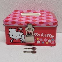 Hello Kitty Metal Treasure Chest Lock And Key Bank 2000 Sanrio Made In J... - $24.65