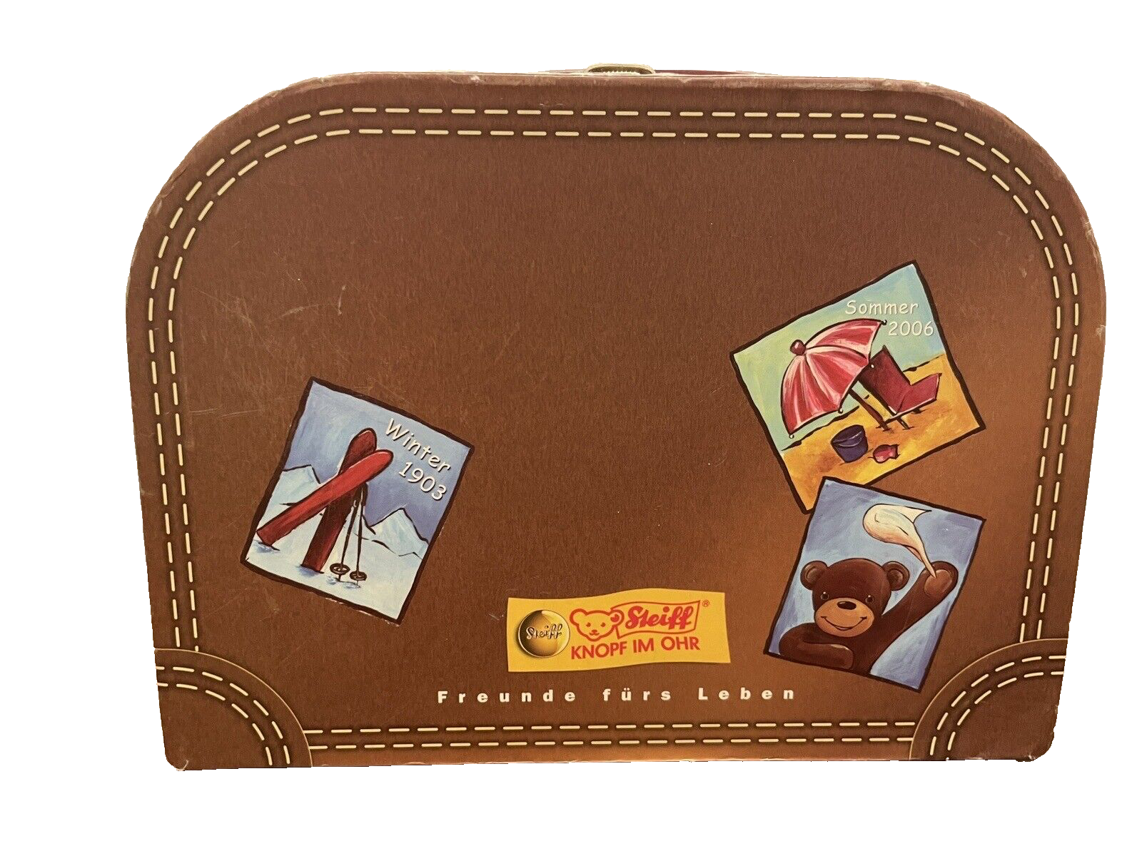 Primary image for Steiff Cardboard Suitcase for Teddy Bear 8 in x 6 in x 3 in Knopf IM OHR