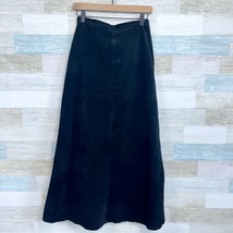Yvonne Marie Vintage Genuine Suede Leather Maxi Skirt Black Lined Womens 4 - £54.48 GBP
