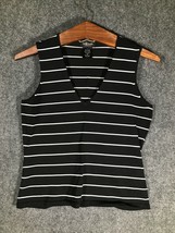 Willi Smith Stretchy Tank Top Shirt Womens Size M Black White Stripe Cut... - $9.67