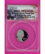 2014 S PR 70 Thomas Jefferson Nickel ANACS Certified Graded Authentic Sl... - $470.40 MXN