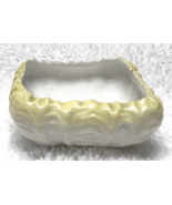Detailed Ruffled White To Yellow w Gold Bone China Sq Open Salt Dip 1 3/... - $14.36