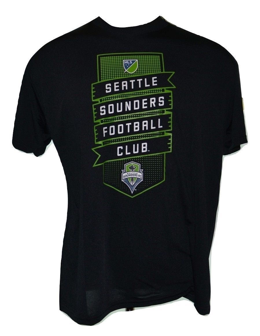 Seattle Sounders FC MLS Soccer Team Logo Performance Microfiber Black T-Shirt