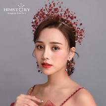 New Designs Handmade Red Crystal Bridal Hairband Shinny flower Wedding Dressing  - £31.29 GBP