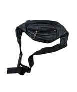 Vintage Black Leather Fanny Pack Waist Bag Multi Pocket Belt Bag Travel ... - $19.80