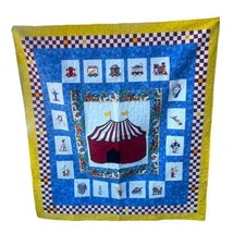 Circus Quilt Hand Crafted Handmade Cotton Big Top Clown Pieced Appliques 54 x 48 - £70.99 GBP