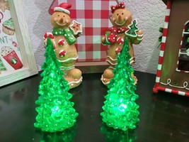 Christmas MINI Lighted Acrylic Christmas Trees Tabletop Decor 4.5&quot; Set of 2 - £15.22 GBP