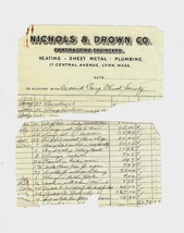 Antique Contractor&#39;s Receipt Pieces 1910 Prices Shown Ephemera Collectible - $16.14