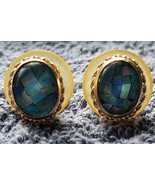 Ladies Pierced Earrings Multi Color Mosaic Oval Pretty Shiny - £11.87 GBP