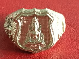 Holy Buddha Chinnarat Silver Plated Magic Ring Talisman Lucky Life Thai ... - £20.80 GBP