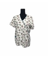 Beverly Hills Scrub top:Butterflies &amp; Teddy Bears Side Medium M Happy - $8.18