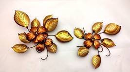 VTG MCM Copper and Brass Flowers and Leaves Set of 2 3DMetal Wall Hangin... - £18.16 GBP