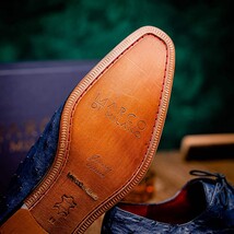 Criss Genuine Ostrich Quill Classic Dress Oxford Shoes Navy image 12