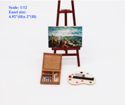 1:12 scale dollhouse miniatures kids wooden easel set and art set - £9.71 GBP