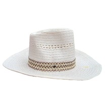 White Faux Straw Cowboy Hat White Ribbon Woven Unbranded One Size - £18.52 GBP