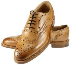 Customize Adorable Tortilla Full Brogue Wingtip Oxford Genuine Leather Men Shoes - £98.37 GBP