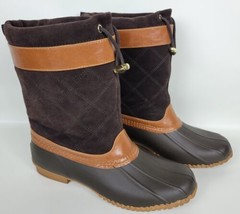 Skechers Womens Chocolate Brown Leather Rubber Duck Boots Faux Fur Lining 10 - £18.99 GBP