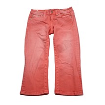 Miss Me Pants Girls 14 Orange Capri Low Rise Rhinestone Pocket Zip Denim... - £28.40 GBP