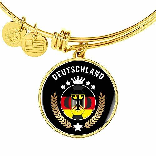 Express Your Love Gifts Germany World Football Engraved 18k Gold Circle Bangle B