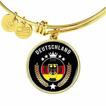 Express Your Love Gifts Germany World Football Engraved 18k Gold Circle Bangle B - £44.27 GBP