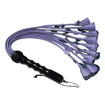 Genuine CowHide Leather Flogger 9 Braided Fall Heavy Fully Handmade Purple Roses - £15.50 GBP