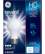 GE Lighting Reveal HD+ Light Bulbs, 43 Watt (60 Watt Equivalent) Pure, C... - £9.22 GBP