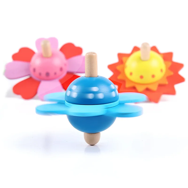 Kids Wooden Flower Rotate Spinning Top Wooden Classic Toy for Children Kids - £6.42 GBP