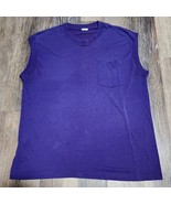 VTG Fruit Of The Loom Large Muscle Shirt Sleeveless Pocket T Shirt Purpl... - €11,01 EUR