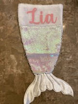 personalized  Pink Iridescent Mermaid Tail christmas stocking - £7.82 GBP