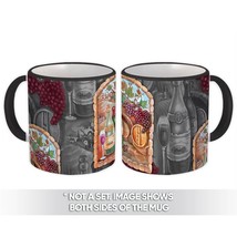 Wine Picture : Gift Mug Kitchen Decor Bottle Barrel Grape Bunch Vintage ... - $15.90