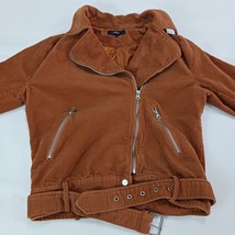 Lulus JKT1133 Women's Brown Cotton Blend Full Zip Belted Jacket Size Medium image 11