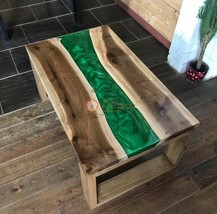 Green Resin Beautiful Acacia and Epoxy Dining Center Table Tops Customize Decors - £414.51 GBP+