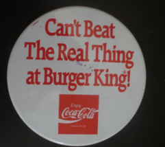 Coca-Cola Burger King Pin Can&#39;t Beat the Real Thing White - £2.77 GBP