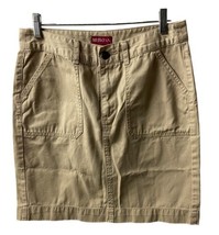 Merona Skirt Womens Size 4 Khaki Tan Jean Back Slit 5 Pocket Zip Flat front  - £7.33 GBP
