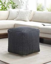 Yakymivka Black Contemporary Wool Pouf From India - $228.98
