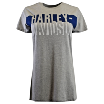 Harley-Davidson Women&#39;s T-Shirt Grey Blue Block Logo S/S (S26) - £15.19 GBP