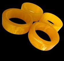 Marbled Butterscotch Bakelite Napkin Rings Holders 4 Vtg Mid Century Mod - £38.95 GBP