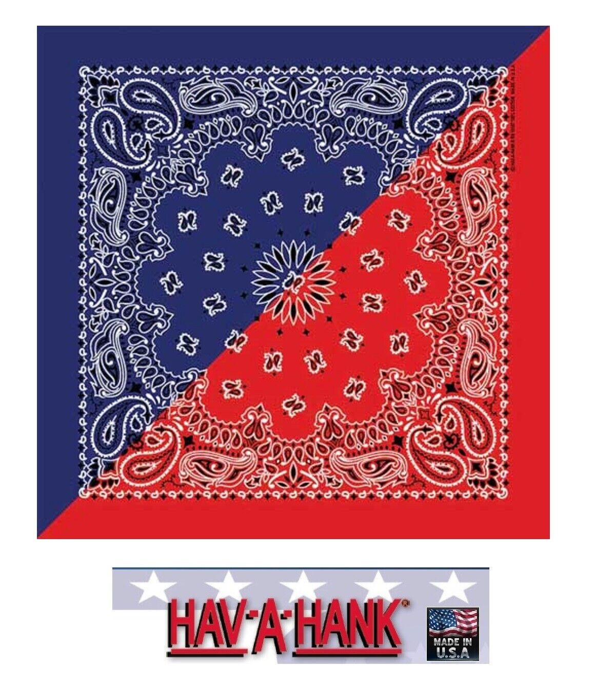 USA MADE Hav-A-Hank NAVY BLUE&amp;RED Bandana PAISLEY Face Mask Neck SCARF H... - $6.99
