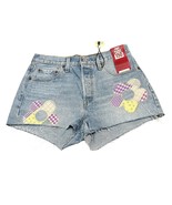 Levi&#39;s 50th Anniversary Floral Patchwork Cutoff Denim Shorts Size 28&quot; New - $37.62