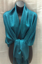 Paisley Turquoise Pashmina Scarf Shawl Paisley Silk Cashmere - $29.99