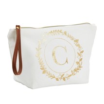 Gold Letter C Monogram Personalized Makeup Bag, Cosmetic Pouch, 10 X 3 X 6 In - £15.72 GBP