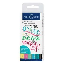 Pack of 6 Faber Castell Hand Lettering Pitt Artist Pens Set Assorted colors nibs - $50.22
