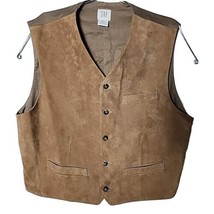Gap Men XL Genuine Leather Two Tone Button Down Vest - £45.66 GBP