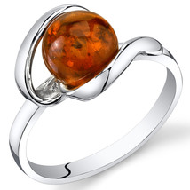 Sterling Silver Baltic Amber Open Spiral Ring - £71.91 GBP